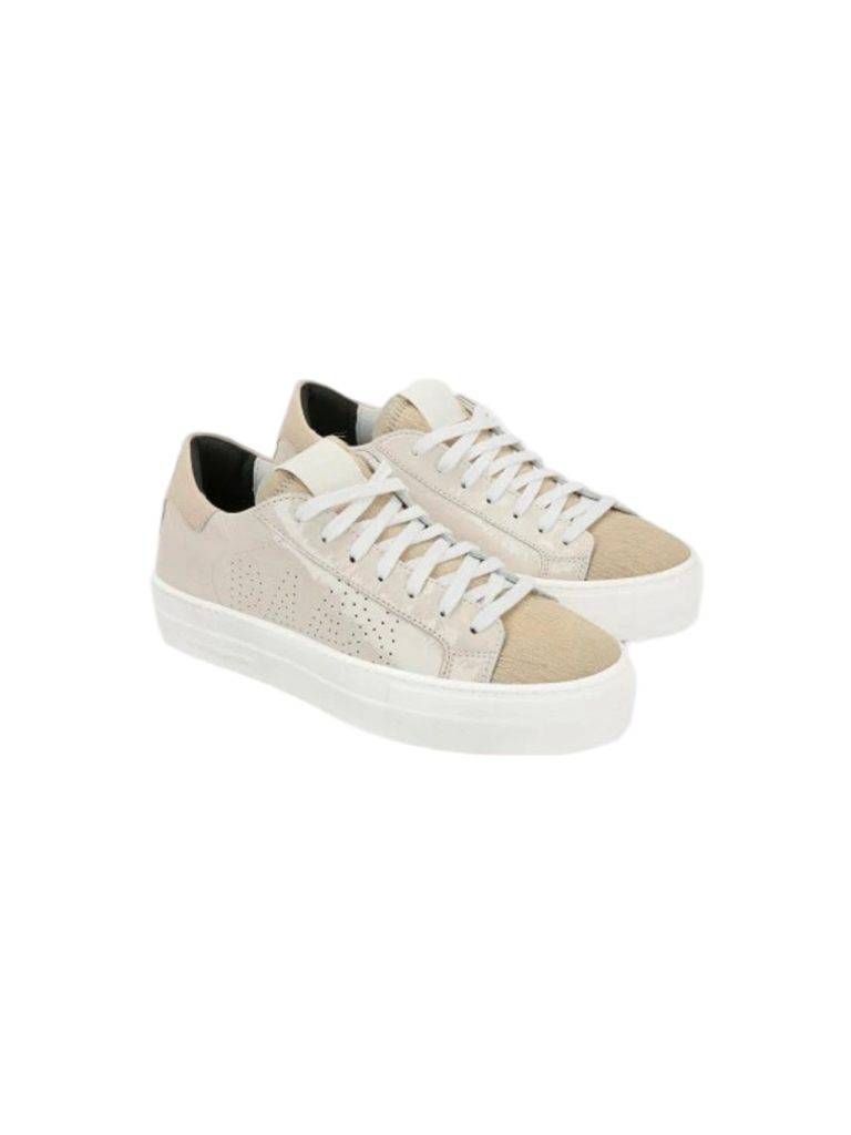 P448 Thea River Women Sneakers Eu 37 Us 6.5 Beige Leather Platform Nwt